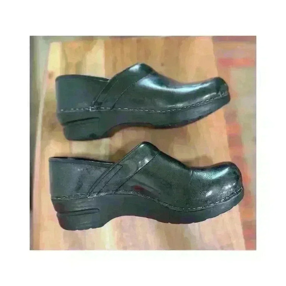 Sanita Signature Original Black Sparkle Glitter Patent Leather Danish Clog,sz 39 - Picture 6 of 14